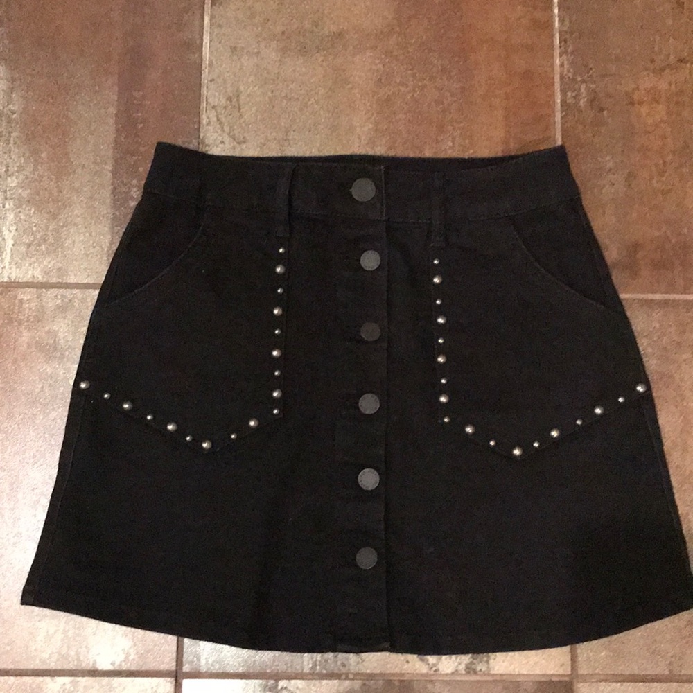 Black studded jean skirt